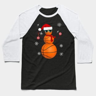 Basketball Snowman Santa Claus - Christmas Hat Funny Baller Baseball T-Shirt